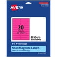 thumbnail image 1 of Avery Printable Rectangle Labels, Neon Magenta, 1" x 4", 800ct, 1 of 11