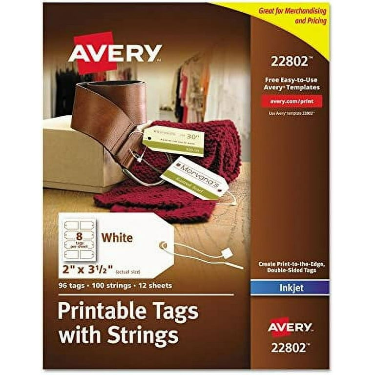 Printable Rectangular Tags with Strings, 2 x 3.5, Matte White, 96/Pack Printable Rectangular Tags with Strings, 2 x 3.5, Matte White, 96/Pack