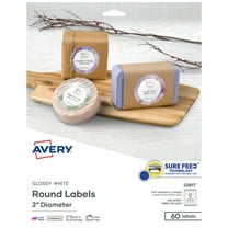 Avery Printable Round Labels , 2", Glossy White, 60 Labels (22817)