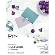 Avery Printable Round Labels, 3/4", Matte White, 800 Labels (4221)