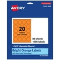 thumbnail image 1 of Avery Printable Round Labels, Bright Orange, 1.75" Diameter, 1,600ct, 1 of 11