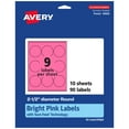 thumbnail image 1 of Avery Printable Round Labels, Bright Pink, 2.5" Diameter, 90ct, 1 of 11