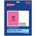 thumbnail image 1 of Avery Printable Round Labels, Bright Pink, 2" Diameter, 240ct, 1 of 11