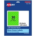 thumbnail image 1 of Avery Printable Round Labels, Neon Green, 1.25" Diameter, 1,200ct, 1 of 11