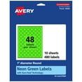 thumbnail image 1 of Avery Printable Round Labels, Neon Green, 1" Diameter, 480ct, 1 of 11