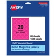 thumbnail image 1 of Avery Printable Round Labels, Neon Magenta, 1-5/8" Diameter, 1,600ct, 1 of 11