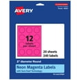 thumbnail image 1 of Avery Printable Round Labels, Neon Magenta, 2" Diameter, 240ct, 1 of 11