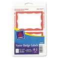 thumbnail image 1 of Avery Printable Self-Adhesive Name Badges 2-11/32 x 3-3/8 Red Border 100/Pack 5143, 1 of 3