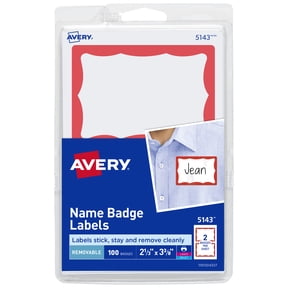 Avery Name Tags, 2-1/3" x 3-3/8", Red Border, 100 Badges (05143)