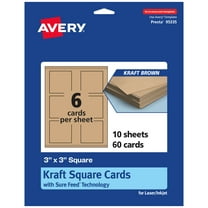 Avery Printable Square Cards, 3" x 3", Kraft Brown, 60ct