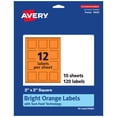 thumbnail image 1 of Avery Printable Square Labels, Bright Orange, 2" x 2", 120ct, 1 of 11