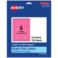 thumbnail image 1 of Avery Printable Square Labels, Bright Pink, 2.75" x 2.75", 120ct, 1 of 11