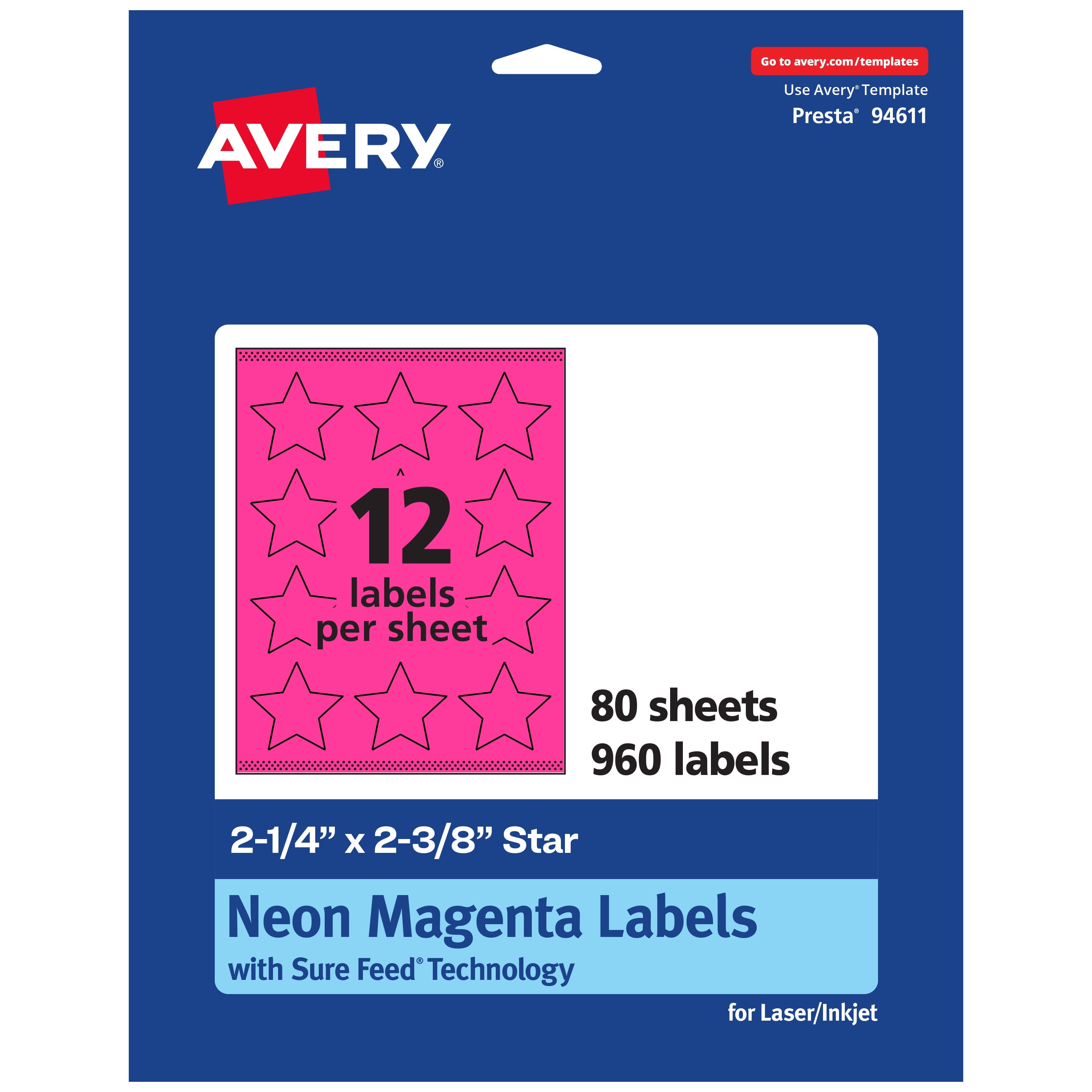 Avery Printable Star Labels Neon Magenta 2 1 4 X 2 3 8 960ct avery-printable-star-labels-neon-magenta-2-1-4-x-2-3-8-960ct