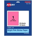 thumbnail image 1 of Avery Printable Sticker Paper, Bright Pink, 8.5" x 11", 20ct, 1 of 10
