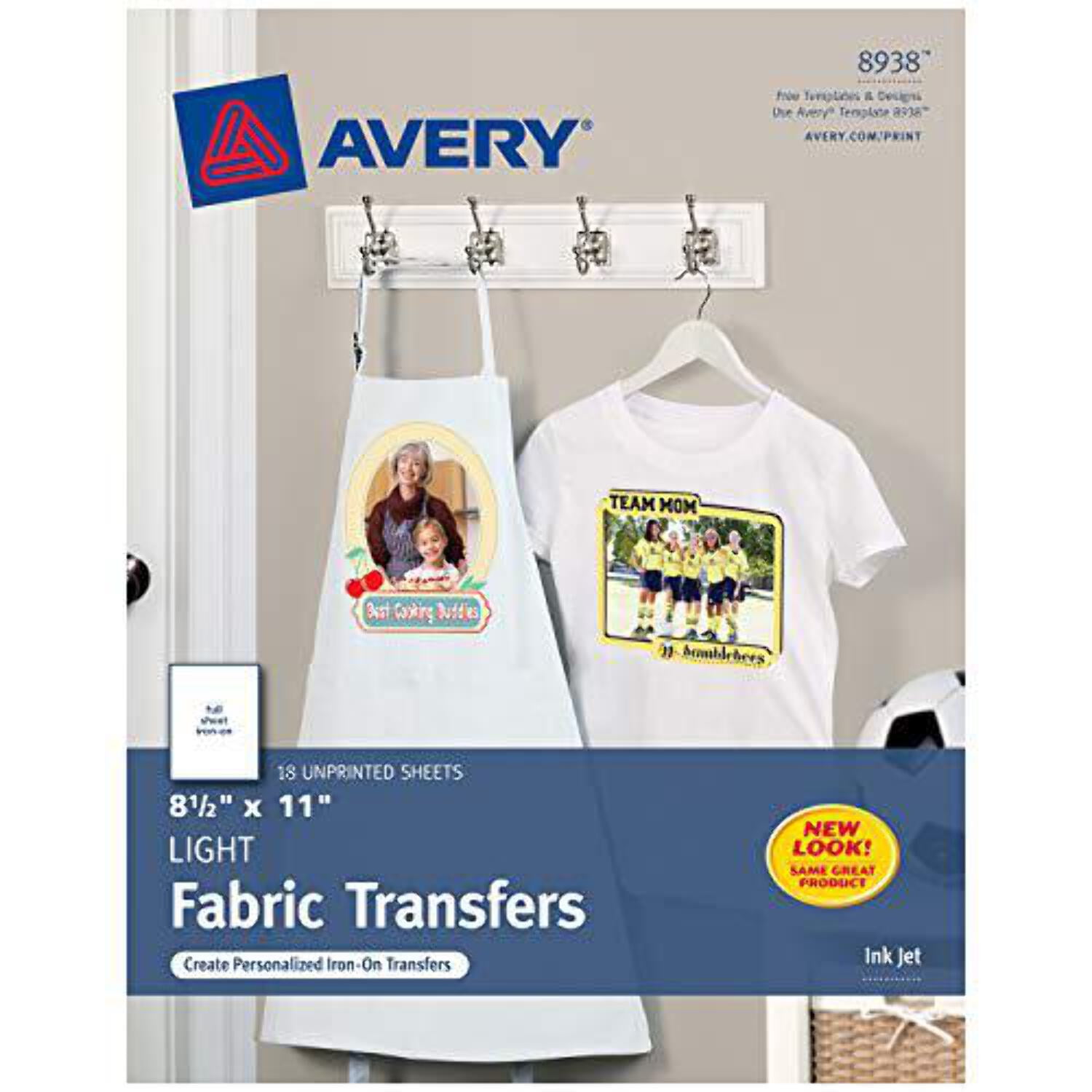 Avery Printable T-Shirt Transfers, For Use on Light Fabrics, Inkjet Printers, 18 Paper Transfers (8938) - Walmart.com avery-printable-t-shirt-transfers-for-use-on-light-fabrics-inkjet-printers-18-paper-transfers-8938-walmart-com