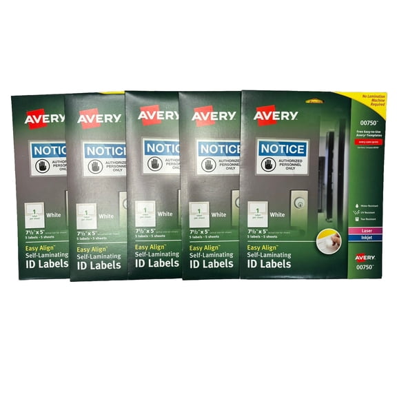 Avery Pro. Grade Self-Laminating Water Resistant ID Labels 5x7.5, 25 Labels