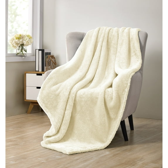 Avery Pure Antimicrobial Off-White Solid Polyester Throw, 50" x 60"