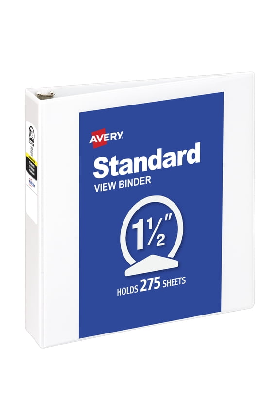 Standard View Binder, 1.5" Round Rings, White Binder (05726)