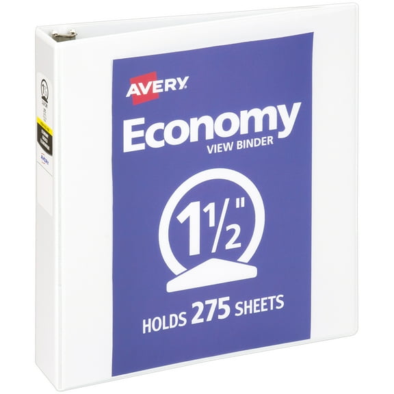 Avery Standard View Binder, 1.5" Round Rings, White Binder (05726)