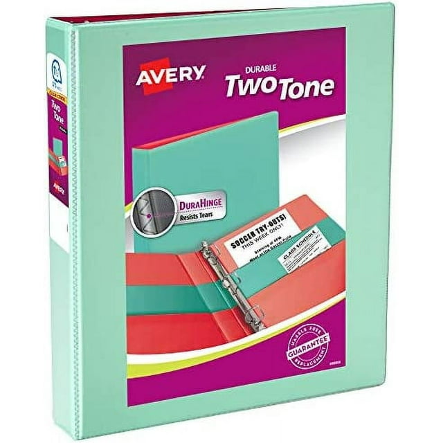 Avery(R) TwoTone Durable View 3 Ring Binder, 11/2 Inch Slant Rings, 1