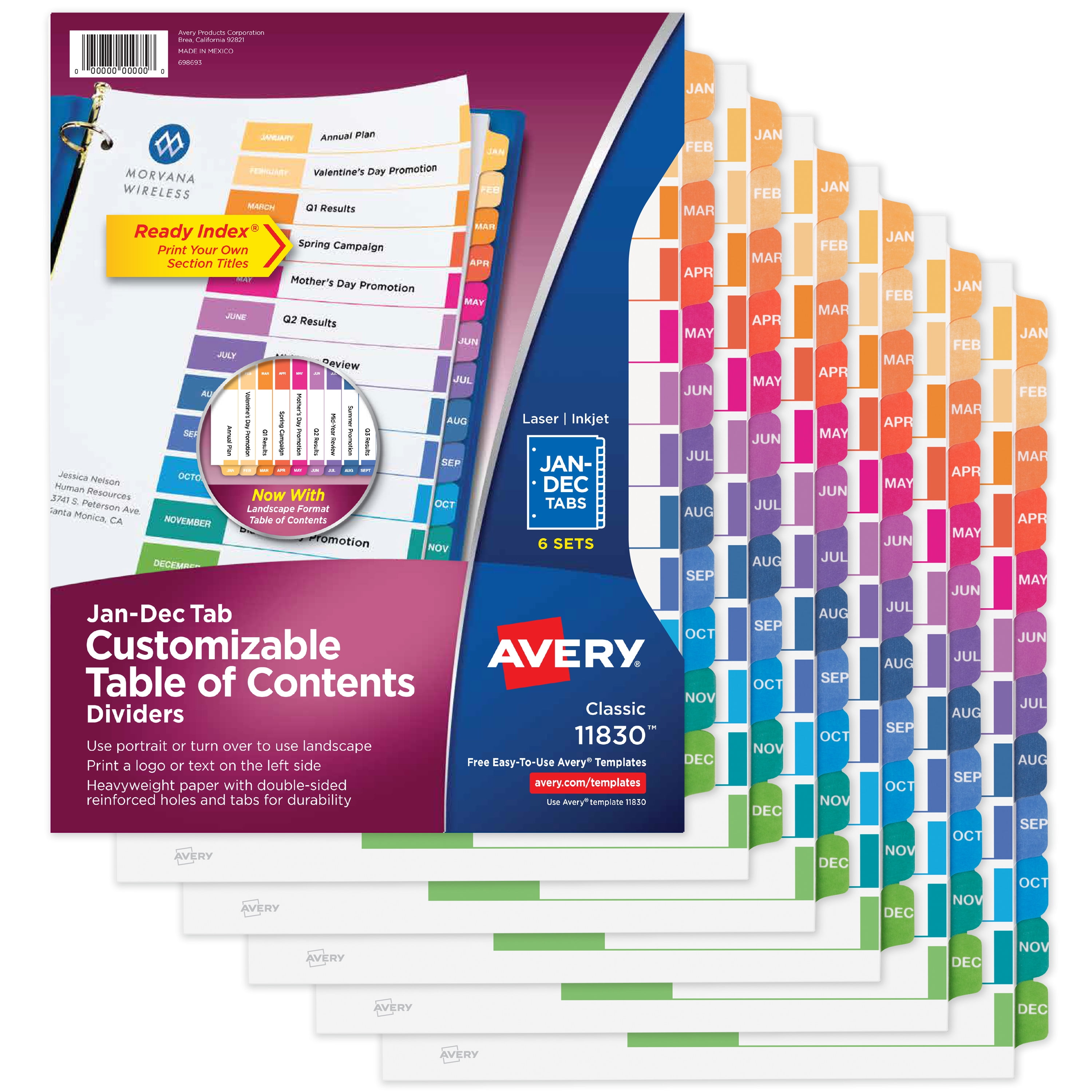Multicolor Paper A-Z Tabbed Dividers with Perforation