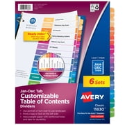 Avery® Jan-Dec Dividers, 12 Tabs, Ready Index (6 Sets of 11830)