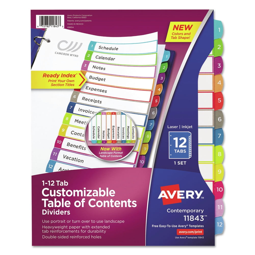 https://i5.walmartimages.com/seo/Avery-Ready-Index-12-Tab-Dividers-Customizable-Table-of-Contents-Contemporary-Multicolor-Tabs-1-Set-11843_ec326874-7876-42b5-930f-e5e3822b1072.72c65517012fcbc56a458827fee04910.jpeg