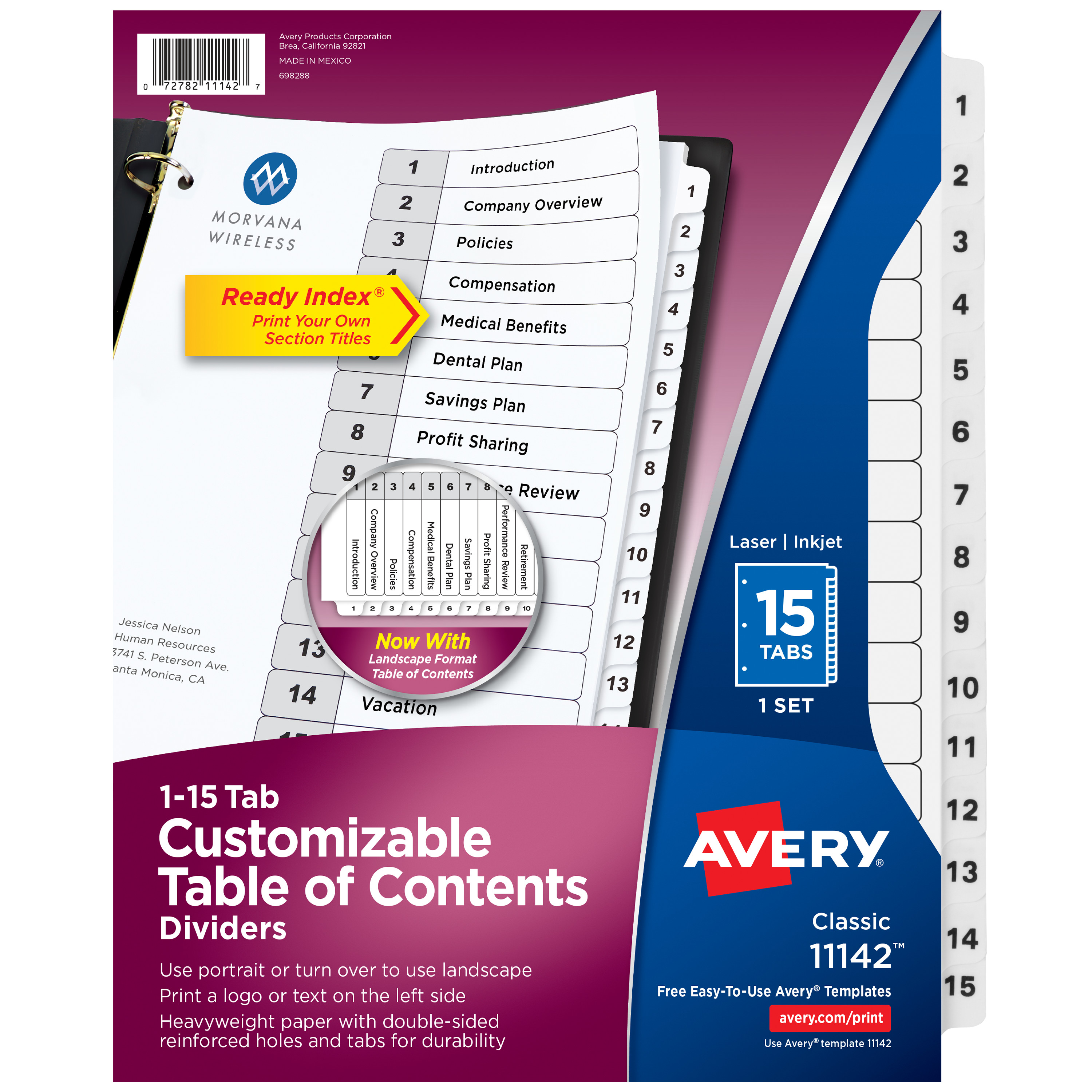 Avery Ready Index TOC Paper Divider, Color, 15-Tab (11845) - Walmart.com