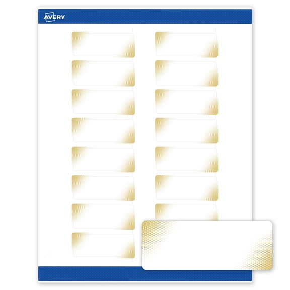 Avery Rectangle Address Labels, Gold Blush Pattern, 1" x 2-5/8", Matte, Gold Blush