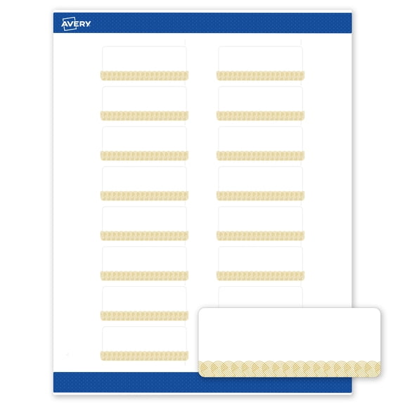Avery Rectangle Address Labels, Gold Lace Trim Pattern, 1" x 2-5/8", Matte, Gold Lace Trim