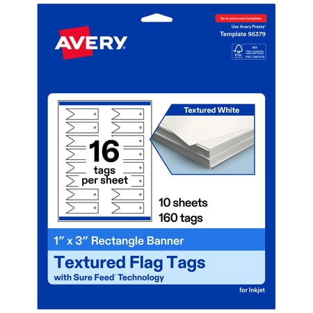 Avery Rectangle Banner Flag Tags , 1" x 3", Matte, 160 Total