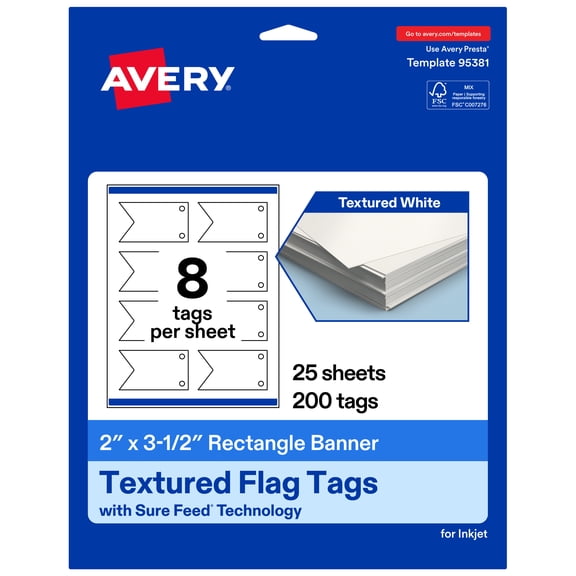 Avery® Rectangle Banner Flag Tags , 2" x 3.5", Matte, 200 Total