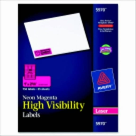 Avery  Rectangle Easy Peel Paper Label - Neon Magenta - Pack - 750