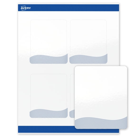 Avery Rectangle Labels, Colorful Design, 4" x 3-1/3", 40 Total, Glossy, Blue Waves