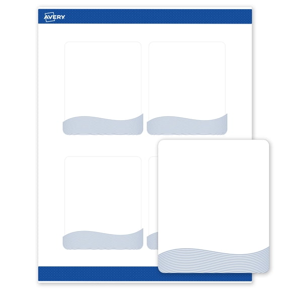 Avery Rectangle Labels, Colorful Design, 4" x 3-1/3", 40 Total, Matte, Blue Waves