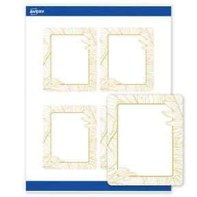 Avery Rectangle Labels, Gold Florals, 4" x 3-1/3", Matte, Gold Monstera Leaves