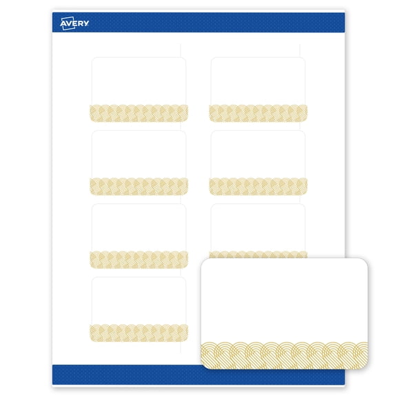Avery Rectangle Labels, Gold Lace Trim Pattern, 2" x 3", Matte, Gold Lace Trim