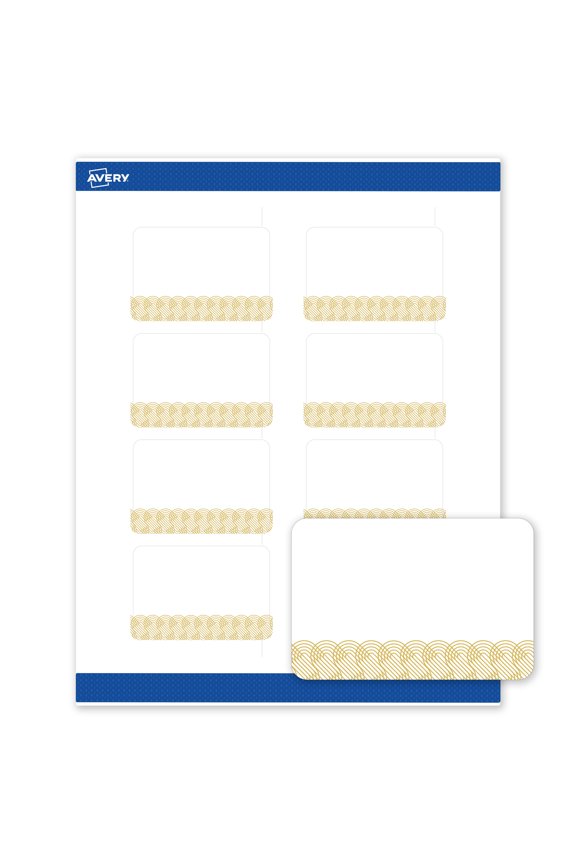 Rectangle Labels, Gold Lace Trim Pattern, 2" x 3", Matte, Gold Lace Trim