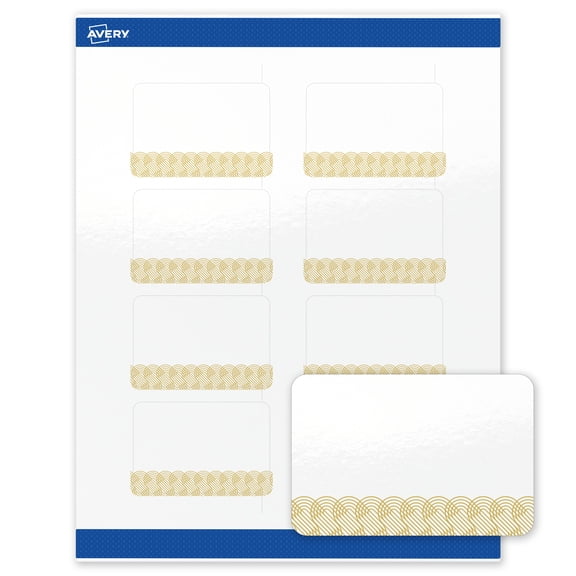 Avery Rectangle Labels, Gold Lace Trim Pattern, 2" x 3", Glossy, Gold Lace Trim