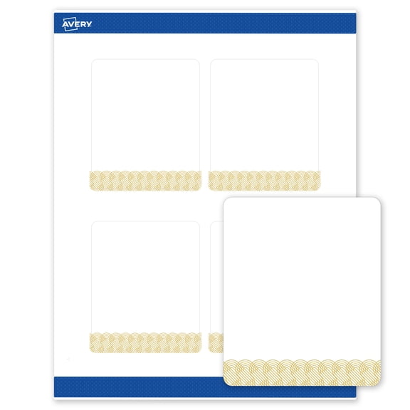 Avery Rectangle Labels, Gold Lace Trim Pattern, 4" x 3-1/3", Matte, Gold Lace Trim