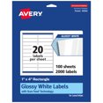 thumbnail image 1 of Avery Rectangle Labels with Sure Feed, 1" x 4", 2,000 Glossy White Labels, 1 of 8