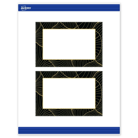 Avery Rectangle Postcards, Black with Gold Pattern, 4" x 6"