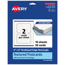 Avery Rectangle Scalloped Edge Postcards , 4" x 6", Matte, 20 Total