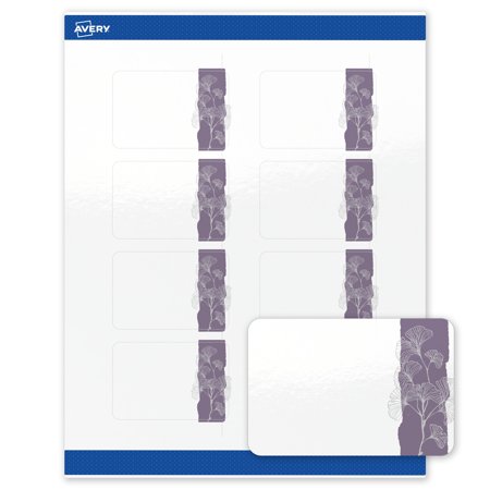 Avery Rectangle Shipping Labels, Floral Design, 2" x 3", 80ct, Glossy, Purple and Silver Gingko Leaves