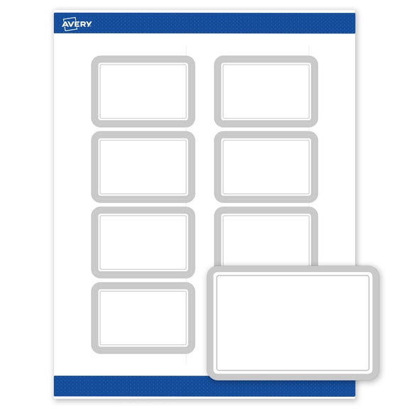 Avery Rectangle Shipping Labels, Silver Border, 2" x 3", 80ct, Matte, Silver Mirror Metallic