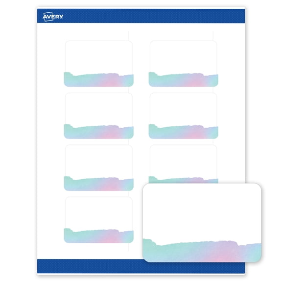 Avery Rectangle Shipping Labels, Watercolors Design, 2" x 3", 80ct, Matte, Iridescent Watercolors
