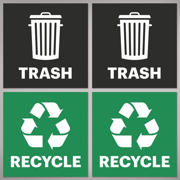 Avery Recycle and Trash Stickers, 4" x 4", Green and Black, 8 Total