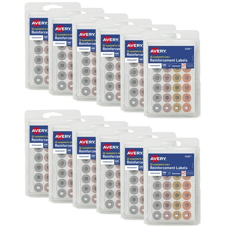 Avery Reinforcement Labels, 1/4", Permanent, 12 Packs (21920)