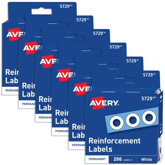 Avery Reinforcement Labels, 1/4", Permanent, 6 Packs (21919)