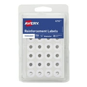 Avery Reinforcement Labels, 1/4" Round, Paper, Permanent, White, Handwrite, 924 Labels